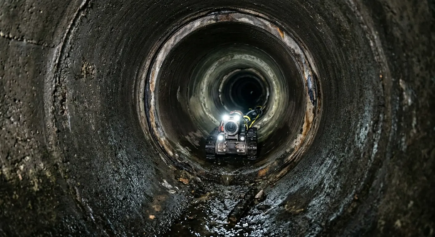 Robotic sewer camera inspecting pipe interior for Sewer Line Repair in Fish Hawk